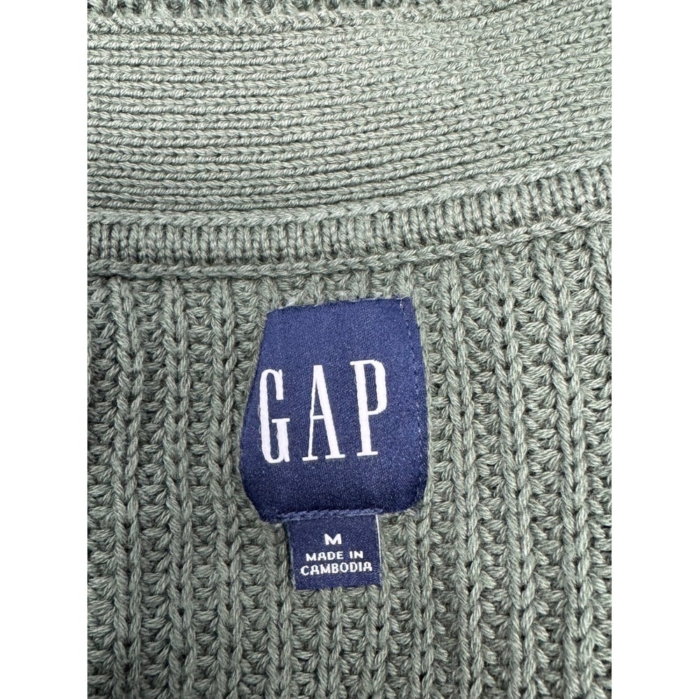 GAP Women’s V-Neck Cardigan Sweater Green Size Medium 100% Cotton L3 - Picture 3 of 5